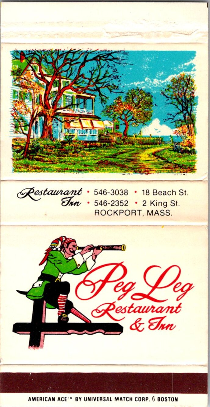 Peg Leg Restaurant & Inn Rockport MA Vintage Matchbook Matchbox SMM21-3